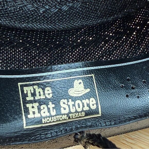 Larry Mahan Gambler Hat With Cord 6x Handwoven Shantung 7 Western Black USA - Picture 14 of 15